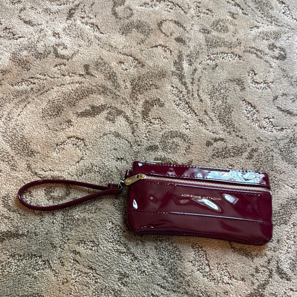 Adrienne Vittadini Red Clutch Sleek Glossy Design
